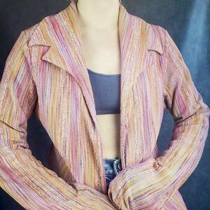 Throw on 70s space dye knit with exaggerated collar